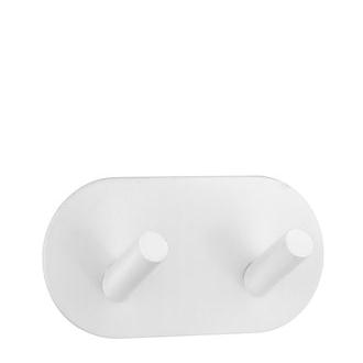 Smedbo BX1091 1 7/8 in. Self Adhesive Rounded Double Wardrobe Hook in White